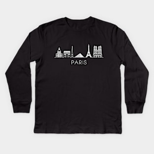 Paris Skyline Kids Long Sleeve T-Shirt